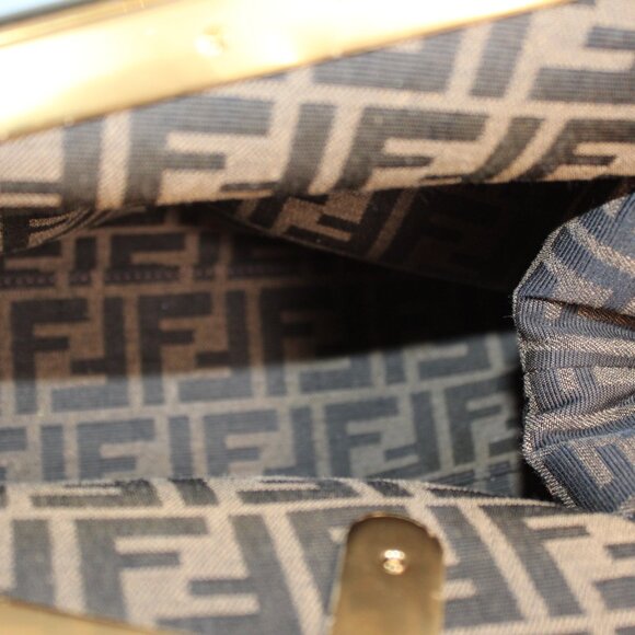 Fendi Asymmetrical Push Lock Frame Shoulder Bag Black Leather - Picture 9 of 11